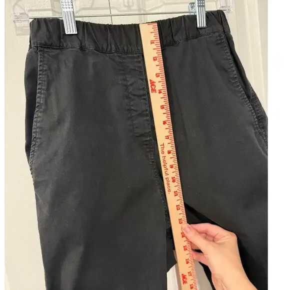 Nili Lotan XS Slouchy Elastic Waist LINEN Luna Pant Crop Black Drop Crotch 0 2 - Picture 7 of 9